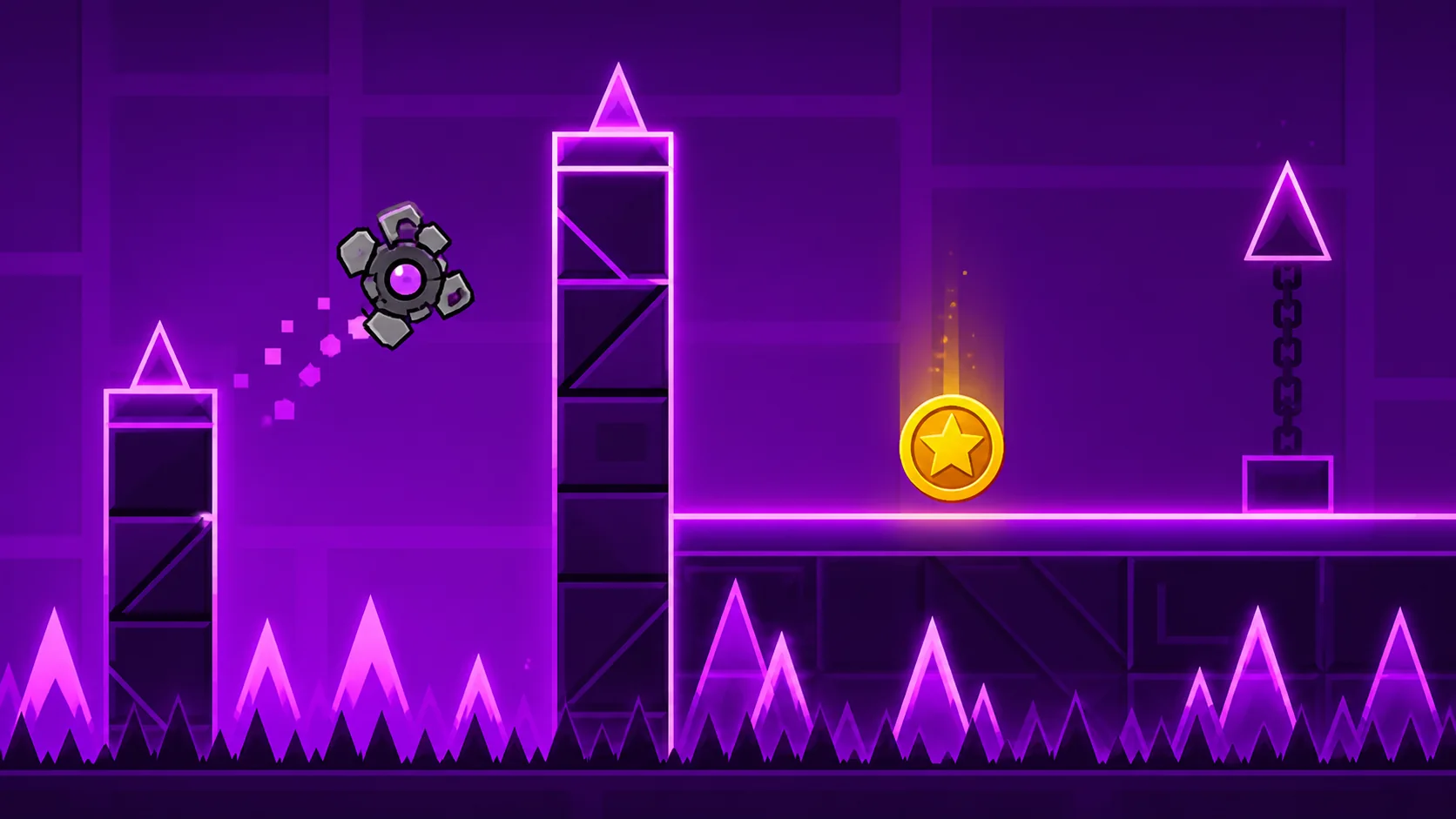 Original purple Deadlocked coin-route guide illustration with a mechanical player icon