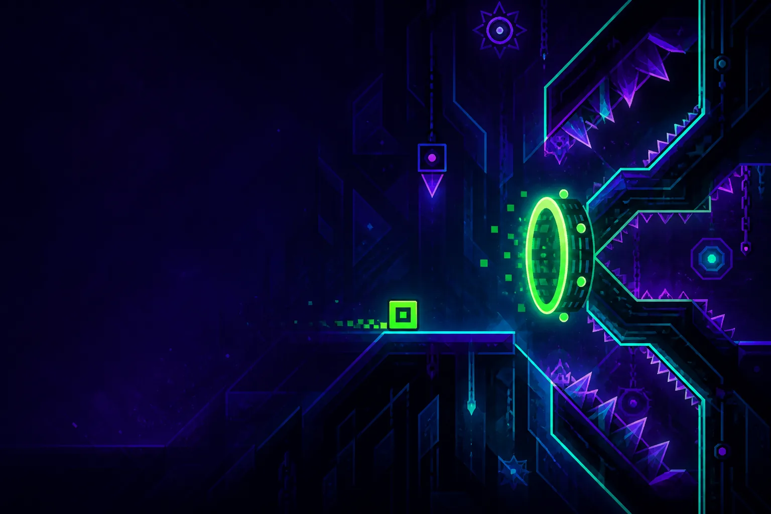 Original neon portal and obstacle artwork for the Deadlocked guide