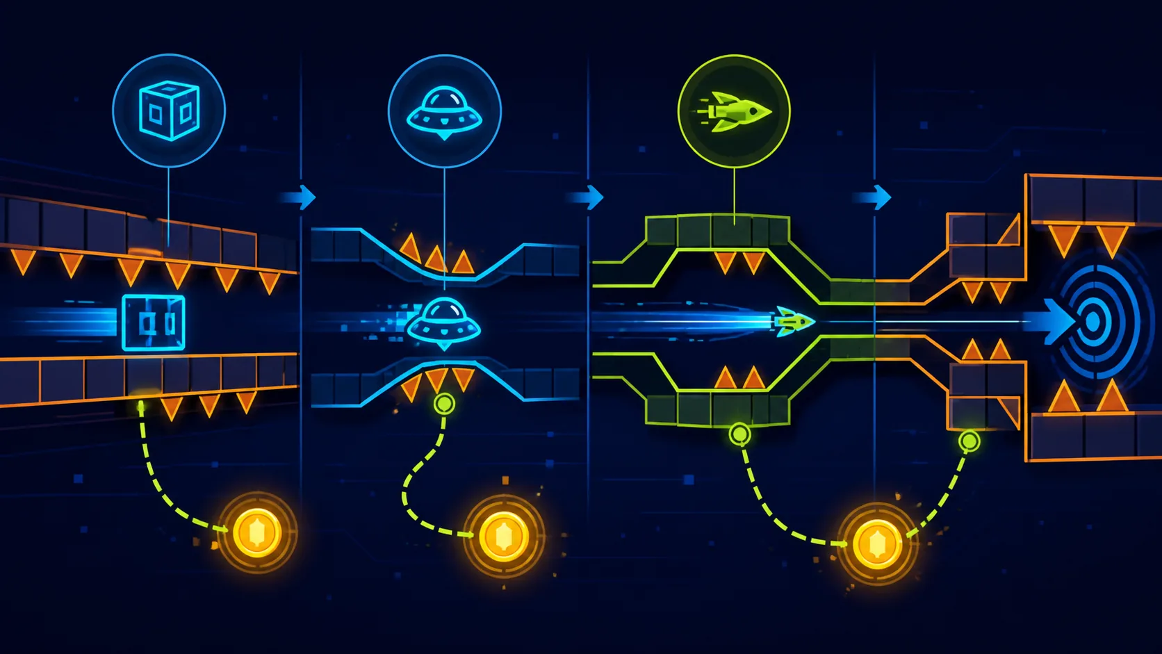 Original Electrodynamix speed and coin route illustration