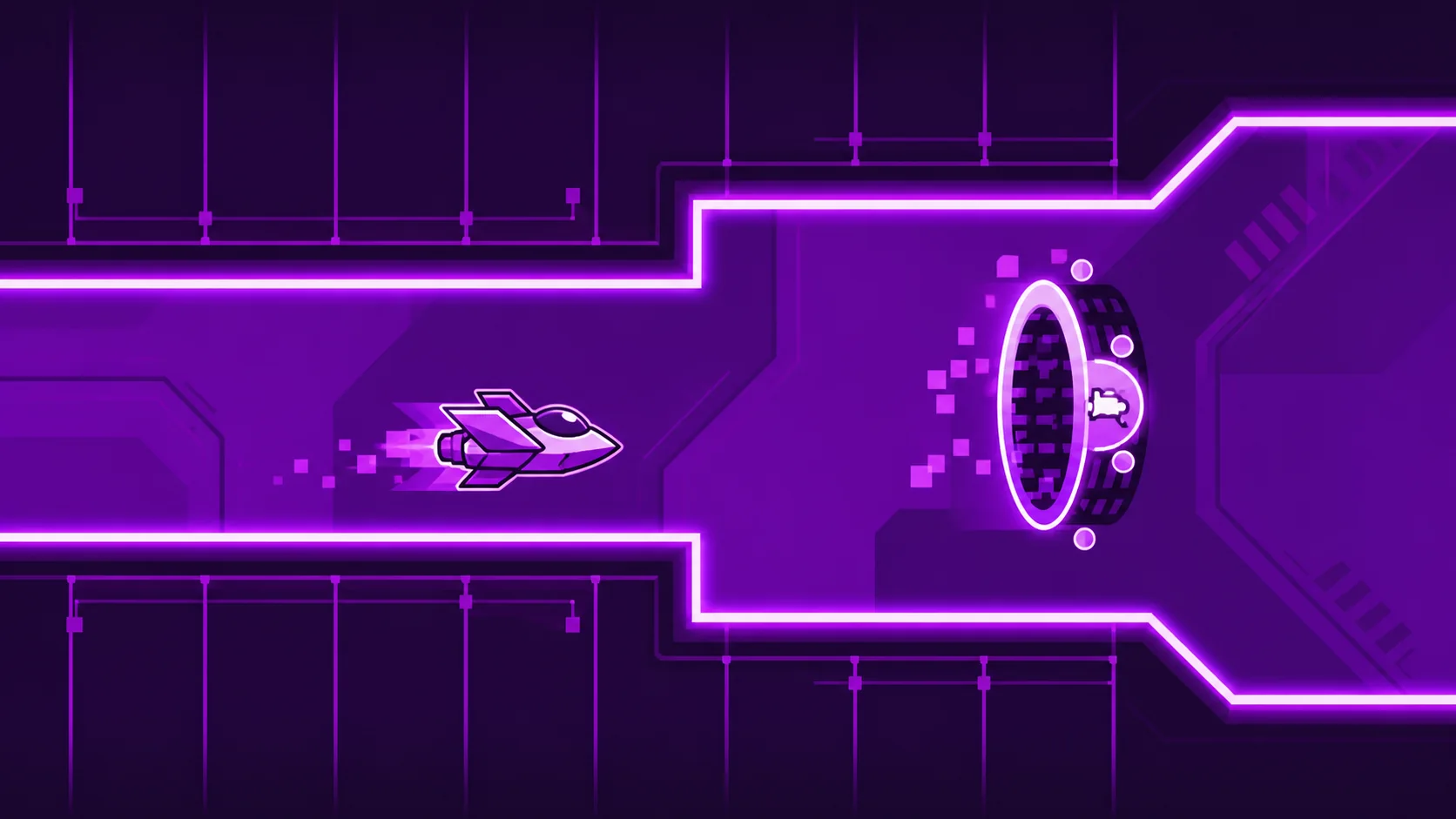 Original purple XStep ship-control guide illustration with a glowing portal