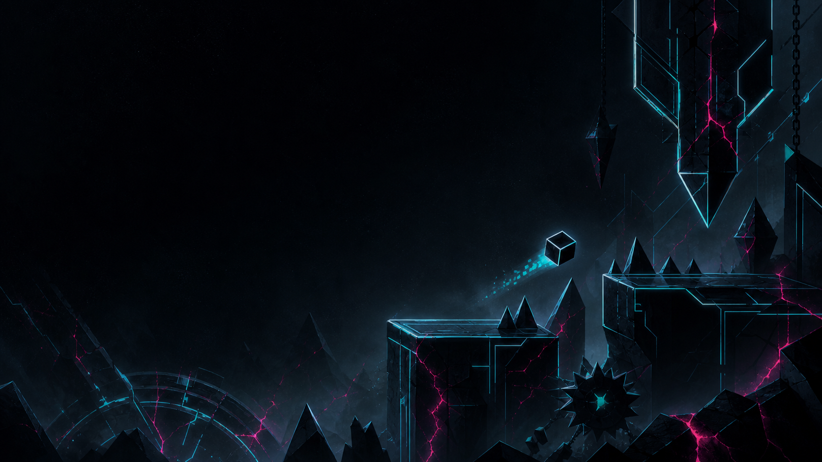 Original abstract cyber obstacle-course artwork for the Nullscapes guide